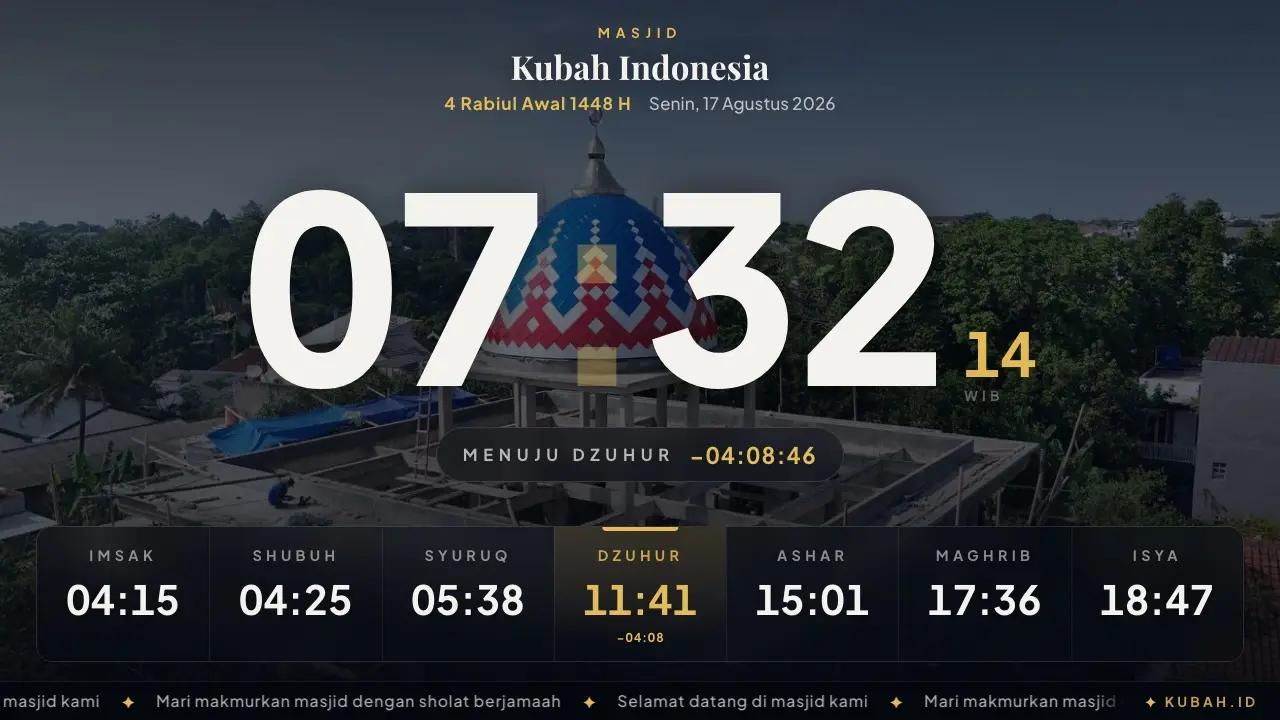 Tema Agung — jam raksasa yang terbaca dari ujung ruangan